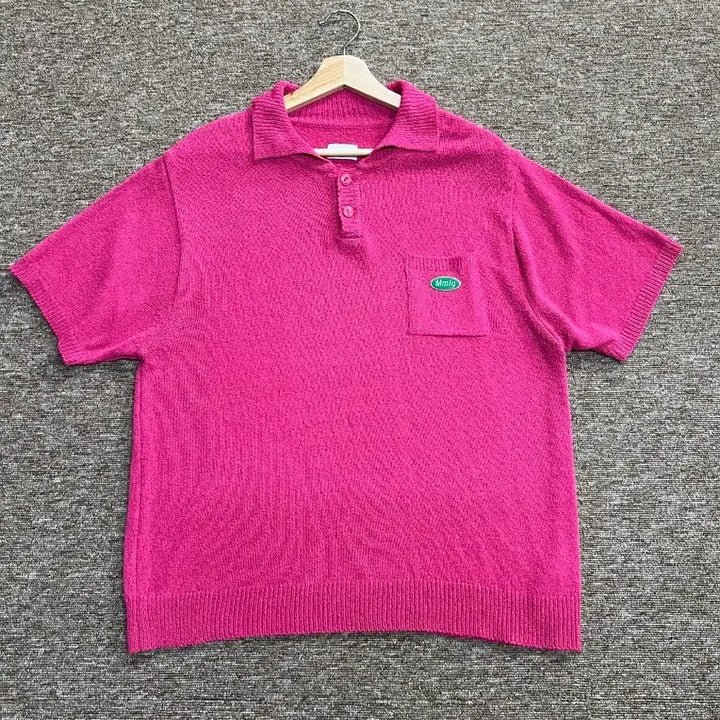 [BUNJANG] Mmlg Pink Knit Polo T-shirt Size L / Mmlg 핑크 니트 폴로티 L사이즈