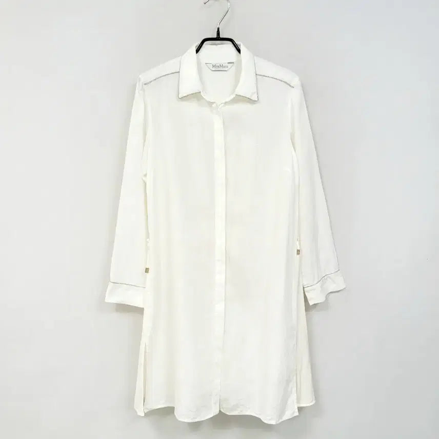 [BUNJANG] Max Mara White Linen Silk Shirt Dress / +막스마라 화이트 린넨 실크 셔츠+원피스 Y937