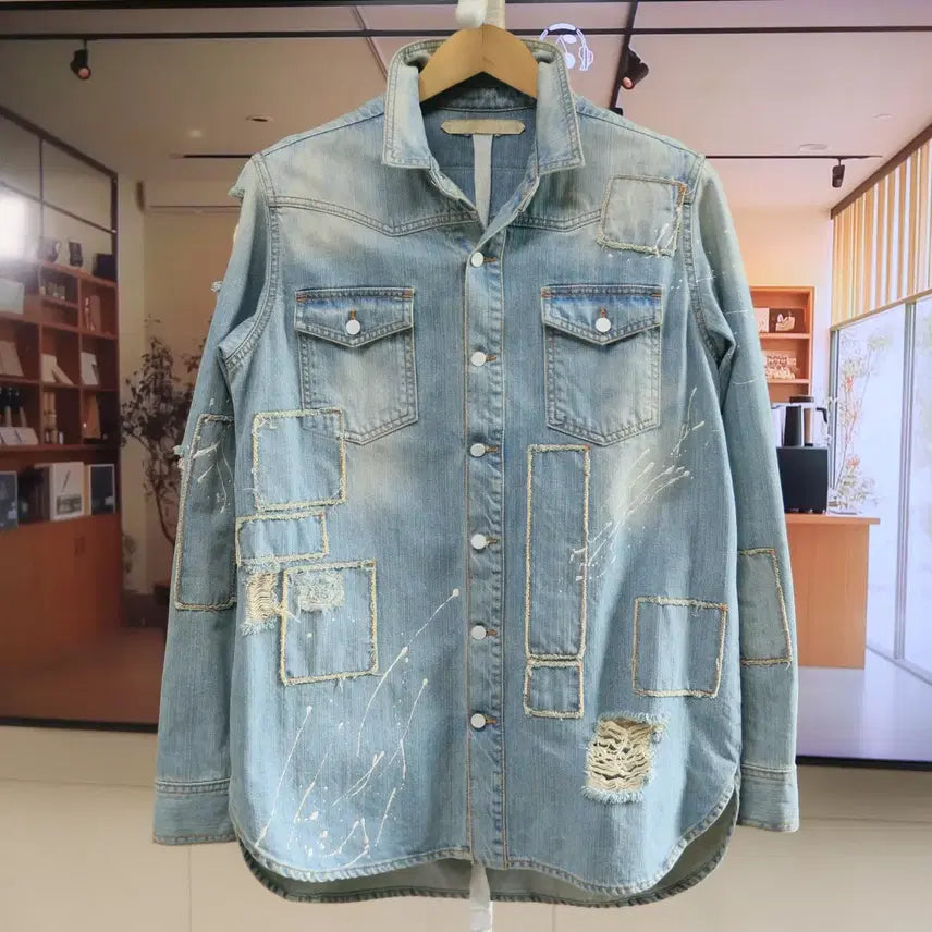 [BUNJANG] Off-White 15ss Patchwork Denim Shirt Jacket / (정품) 사용감A 오프화이트 15ss  셔츠 자켓