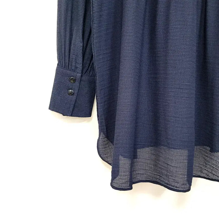 [BUNJANG] Massimo Dutti Sequin Collar Navy Long Blouse / 마시모두띠 스팽글 칼라 튜닉 네이비 롱 블라우스 Y939
