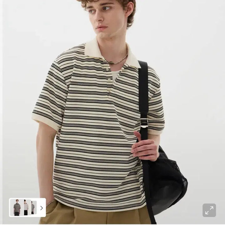 [BUNJANG] LEHABB Sacom Stripe Half T-shirt / 르아브 사콘 스트라이프 하프 티셔츠