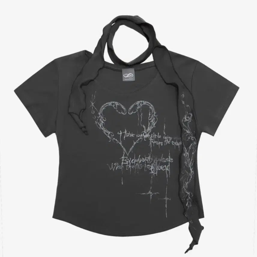 [BUNJANG] Hug Your Skin Scarf Short Sleeve T-Shirt / 허그유어스킨 하트 스카프 반팔티셔츠