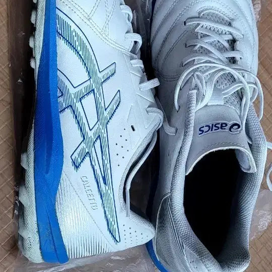 [BUNJANG] Asics CALCETTO White/Blue Soccer Shoes / 아식스 CALCETTO 흰/파 축구화