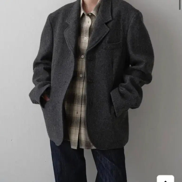 [BUNJANG] Fascade Pattern Flannel Check Shirt Ivory / 파사드패턴 플란넬 체크 셔츠 아이보리