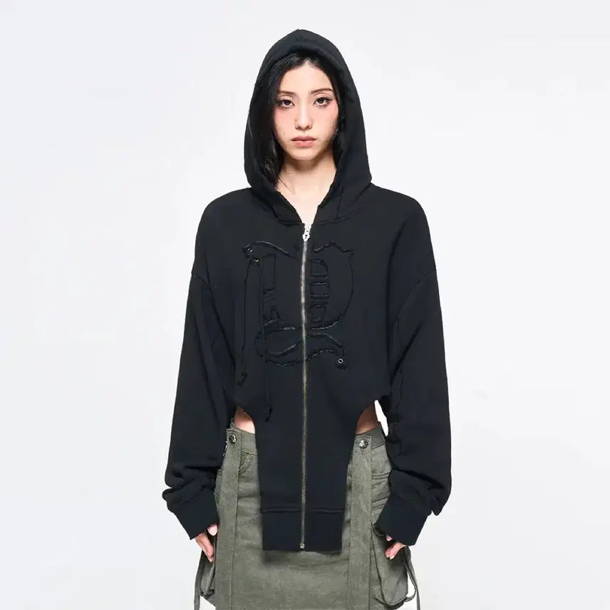 [BUNJANG] yeel Back Tie Zip-Up Black / 와이이이엘 yeel 백 타이 집업 블랙
