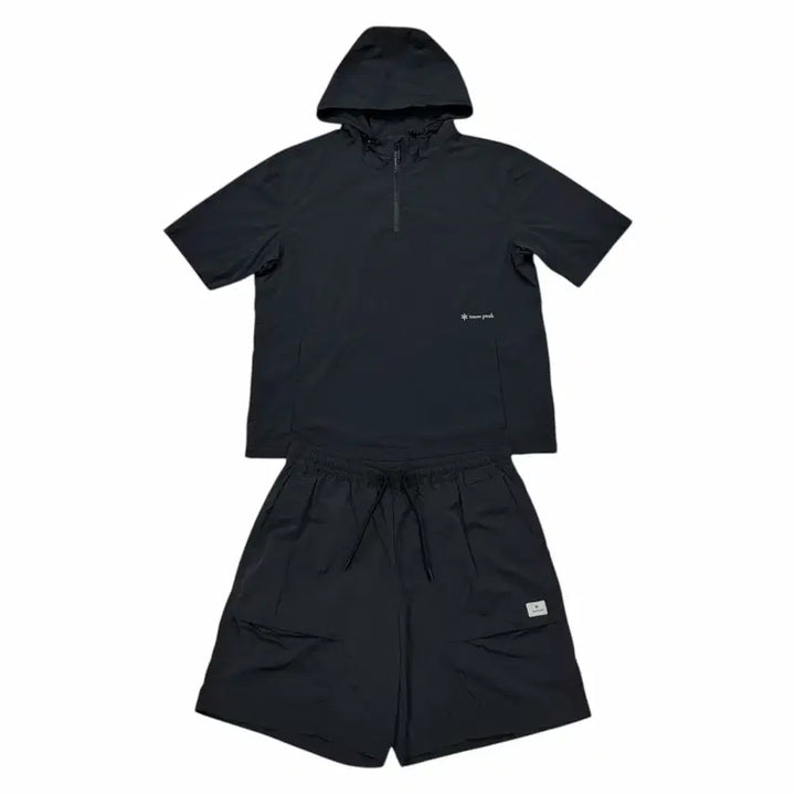 [BUNJANG] Snow Peak Woven Nylon Anorak Short Sleeve Set-up Shorts Black M / 스노우피크 우븐 나일론 아노락 반팔 반바지 셋업 세트 블랙 M