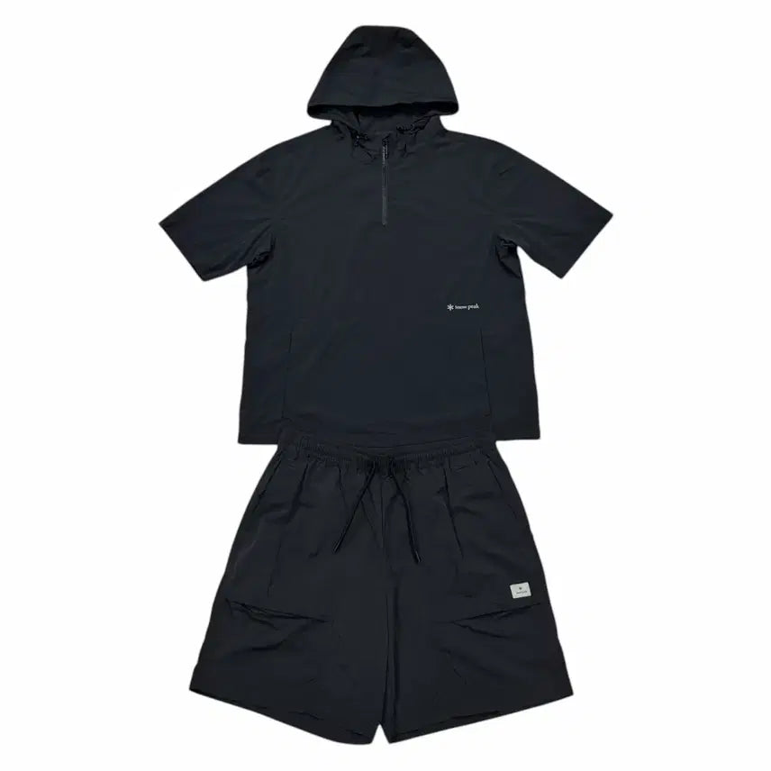[BUNJANG] Snow Peak Woven Nylon Anorak Short Sleeve Set-up Shorts Black M / 스노우피크 우븐 나일론 아노락 반팔 반바지 셋업 세트 블랙 M