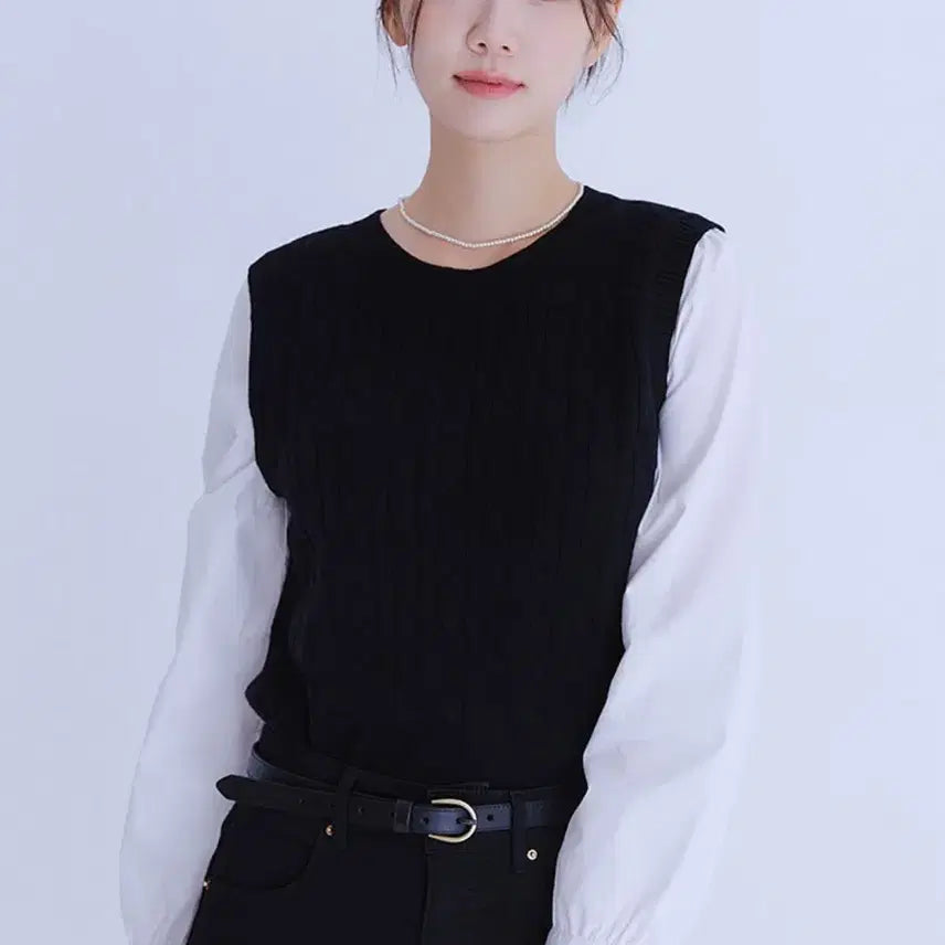 [SOLD OUT] 로엠 우븐매칭 조끼 풀오버