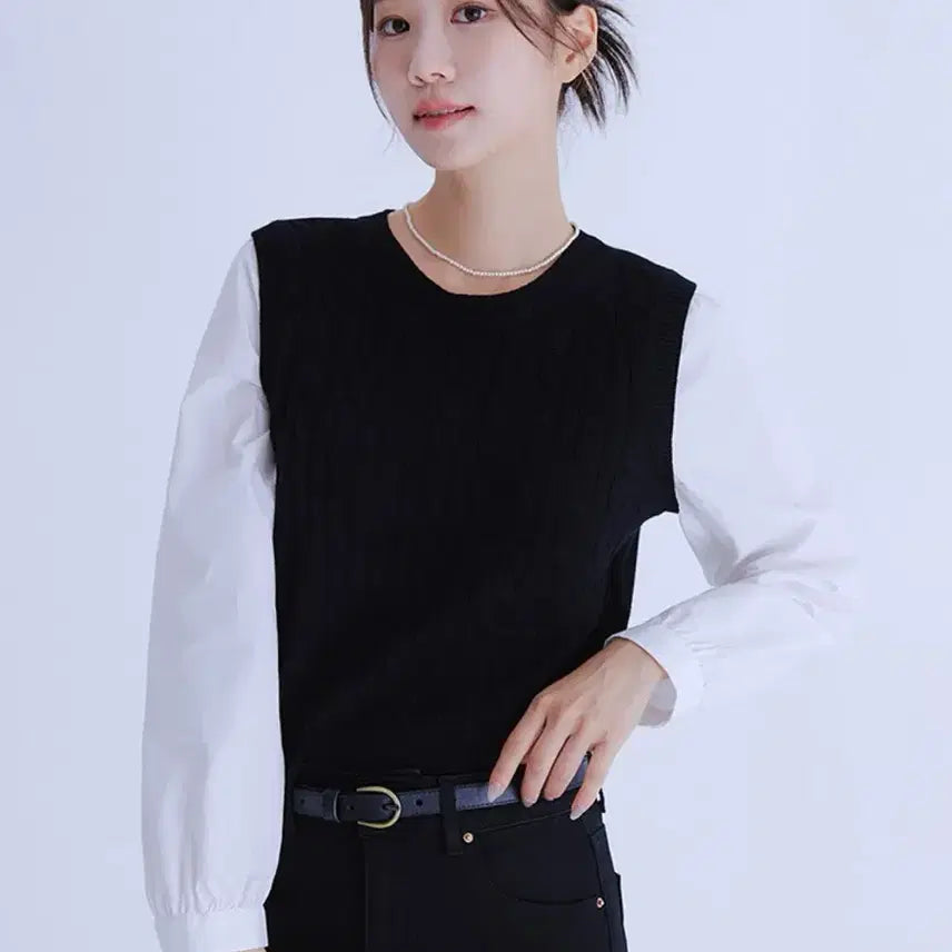 [SOLD OUT] 로엠 우븐매칭 조끼 풀오버