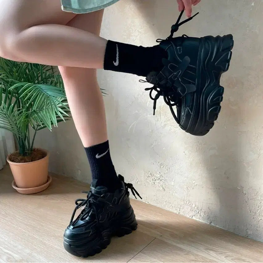 [BUNJANG] Mongle Shoes Platform Sneakers Black 14cm (Rental) / 몽글슈즈 스탠딩화 통굽 운동화 검정색 14cm 240 대여