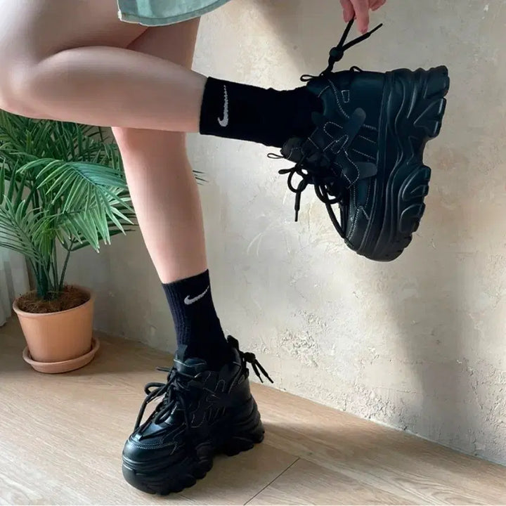 [BUNJANG] Mongle Shoes Platform Sneakers Black 14cm (Rental) / 몽글슈즈 스탠딩화 통굽 운동화 검정색 14cm 240 대여