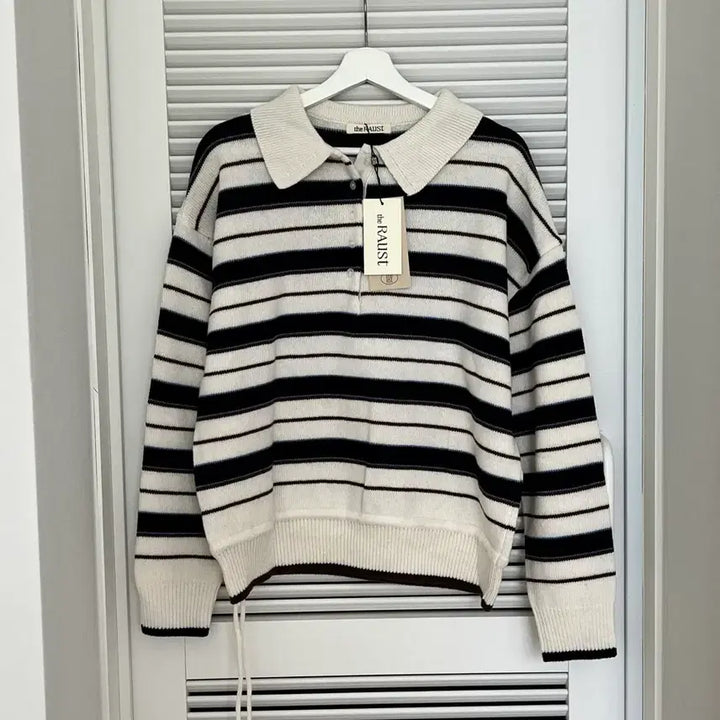 [BUNJANG] the RAUST Multi Stripe Collar Knit Ivory Free Size / [새제품] the RAUST 더라우스트 멀티 스트라이프 카라 니트