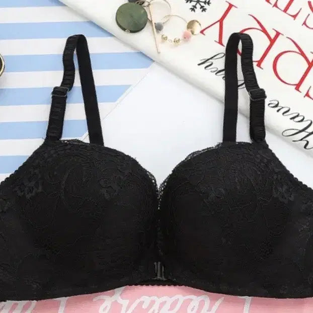 [BUNJANG] Black Lace Front Hook Bra / 새)앞후크브라 검정 레이스브라 블랙