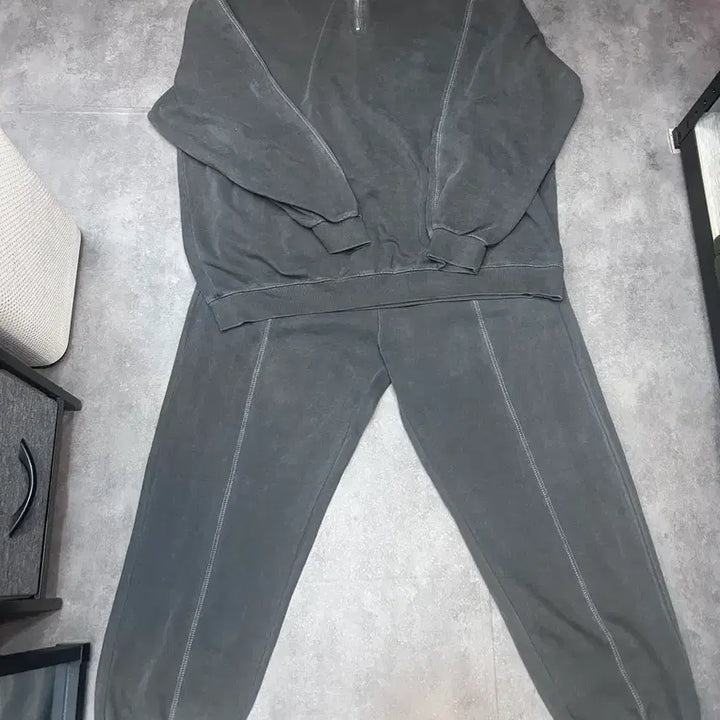 [BUNJANG] Pigment Washed Half-Zip Up Jogger Set XL / 피그먼트 워싱 하프집업 조거 세트 3-4 XL (새제품)