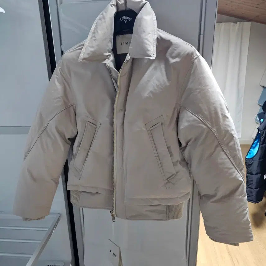 [BUNJANG] TIME Beige Goose Down Padded Jumper / 타임 TIME 베이지 구스패딩 점퍼