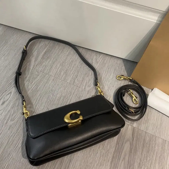 [BUNJANG] Coach Black Leather Shoulder Bag / 코치 블랙 레더 숄더백 / 크로스백