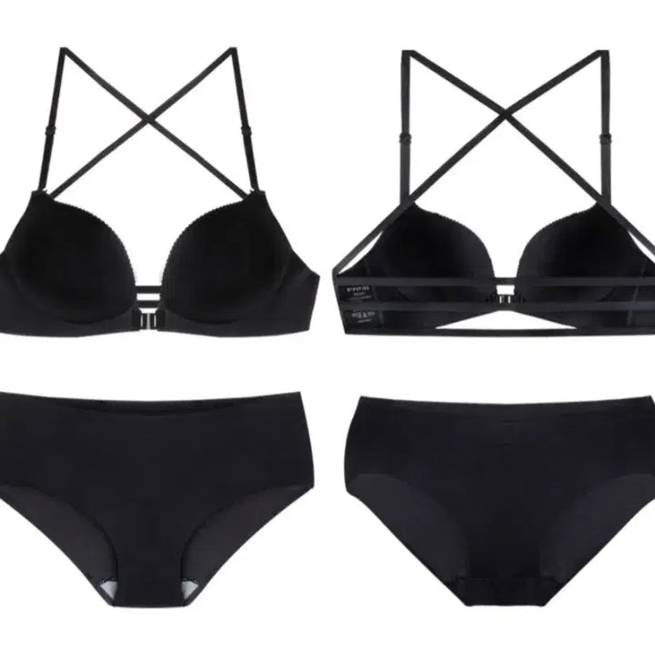 [BUNJANG] Black Front Hook Bra Set 85B / 새)앞후크브라세트.검정85B.블랙