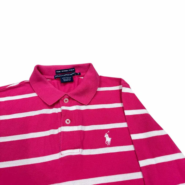 [BUNJANG] Polo Ralph Lauren Pink Stripe PK Long Sleeve Shirt S / 폴로 랄프로렌 핑크 스트라이프 PK 긴팔 카라티 S