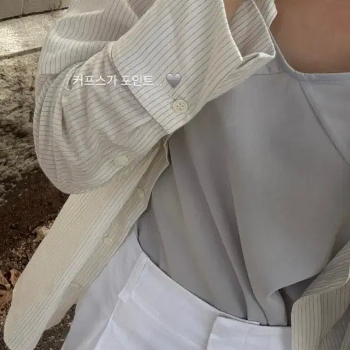 [BUNJANG] Sie Monet Stripe Cuffs Shirt Ivory / 시에 sie 모네 스트라이프 커프스 셔츠 아이보리(택달린 새상품)