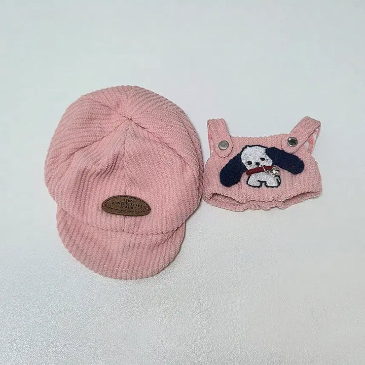 [SOLD OUT] 떨옷) 10cm 인형옷 퍼피 멜빵 모자 세트
