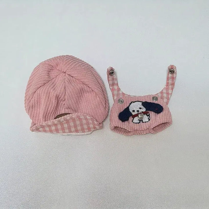 [SOLD OUT] 떨옷) 10cm 인형옷 퍼피 멜빵 모자 세트