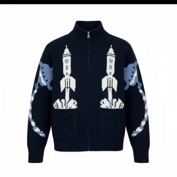 [BUNJANG] Space Navy Knit Zip-up / 스페이스 네이비 니트 집업 (새상품)