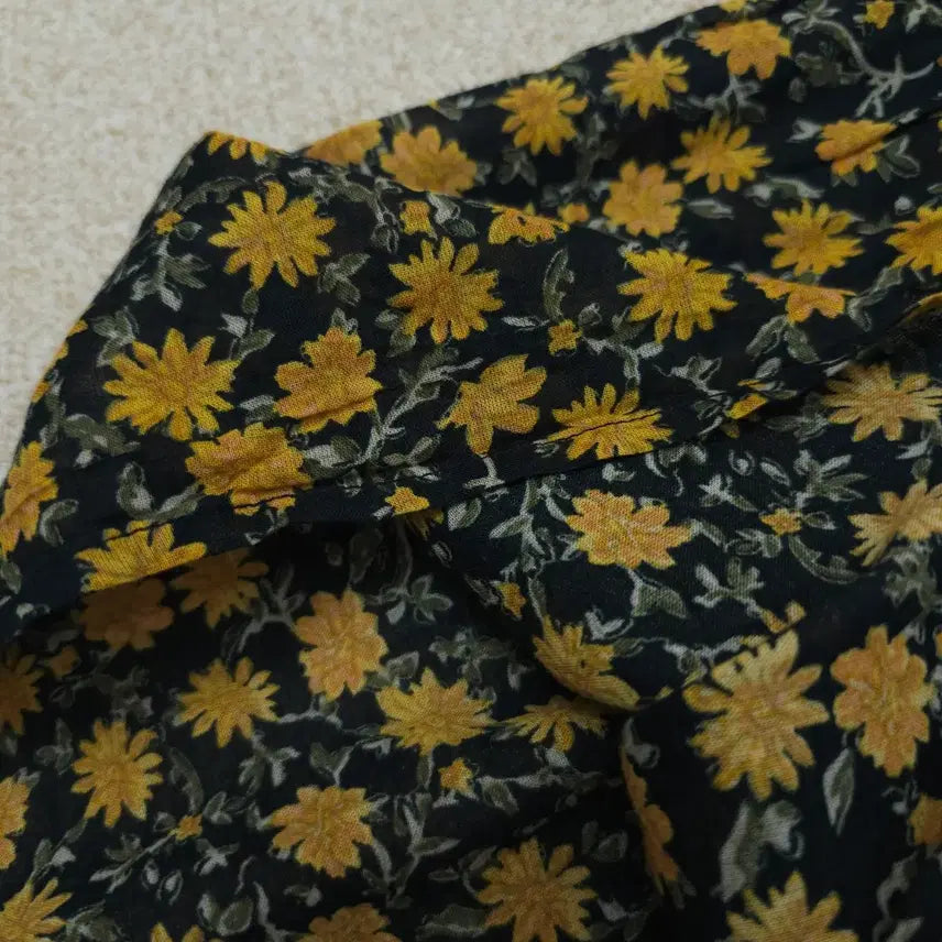 [BUNJANG] GU Floral Long Skirt - Cotton Vintage / (S)GU 여성 플라워 롱 스커트 코튼 빈티지 밴딩 W3089