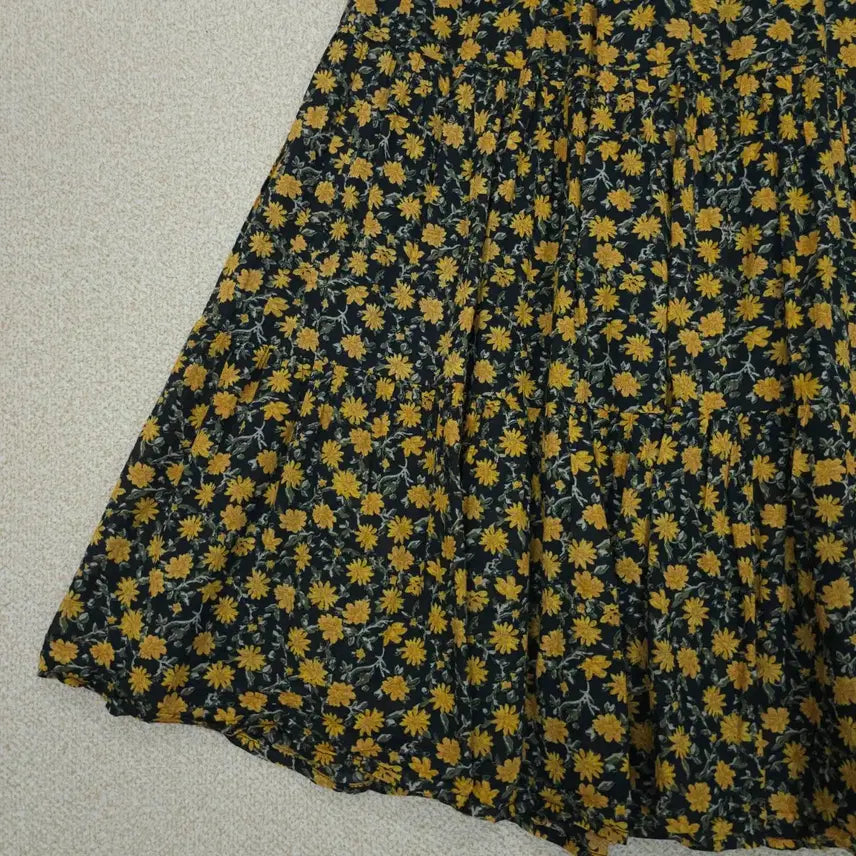 [BUNJANG] GU Floral Long Skirt - Cotton Vintage / (S)GU 여성 플라워 롱 스커트 코튼 빈티지 밴딩 W3089