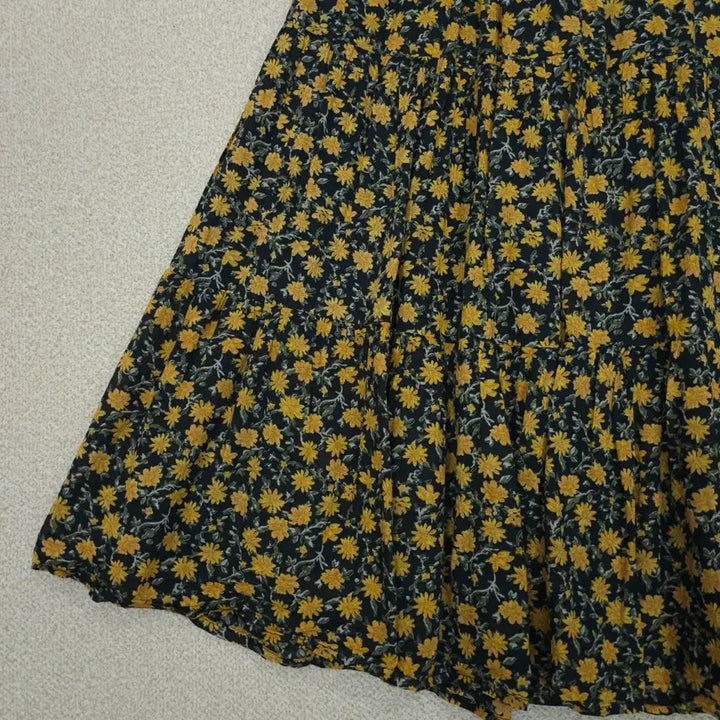 [BUNJANG] GU Floral Long Skirt - Cotton Vintage / (S)GU 여성 플라워 롱 스커트 코튼 빈티지 밴딩 W3089