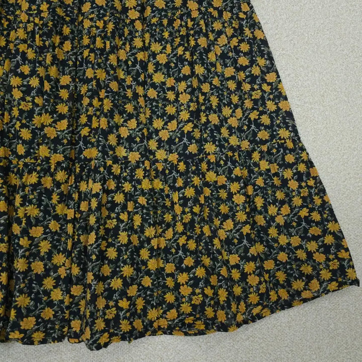 [BUNJANG] GU Floral Long Skirt - Cotton Vintage / (S)GU 여성 플라워 롱 스커트 코튼 빈티지 밴딩 W3089