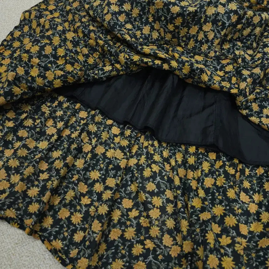 [BUNJANG] GU Floral Long Skirt - Cotton Vintage / (S)GU 여성 플라워 롱 스커트 코튼 빈티지 밴딩 W3089