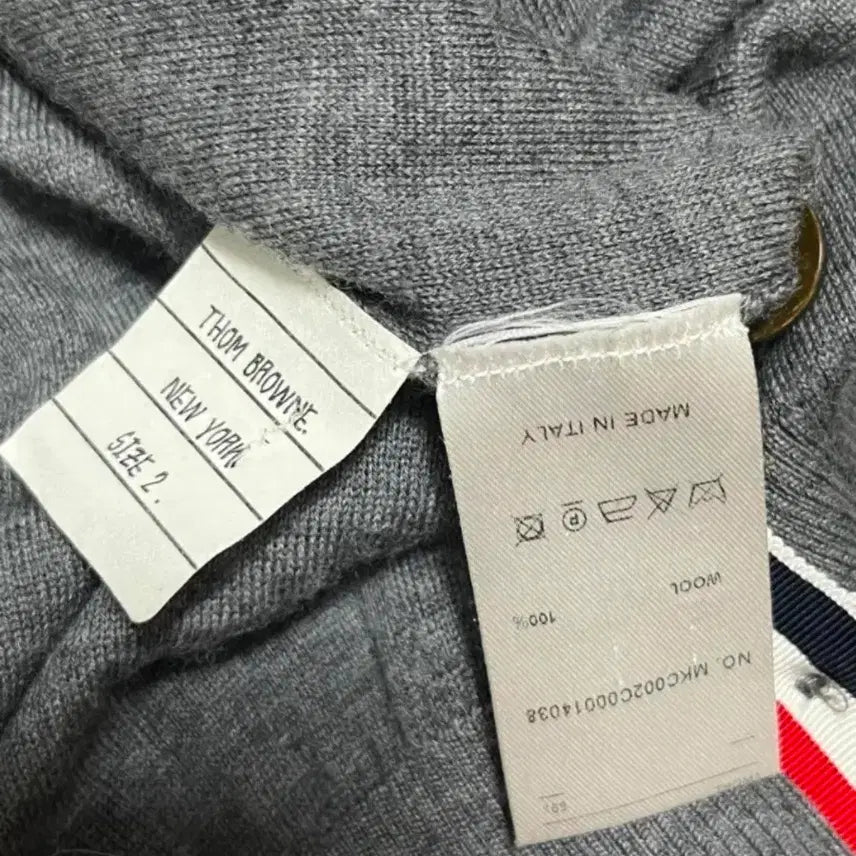 [BUNJANG] 톰브라운 시그니쳐 고래/거북이 메리노울 가디건 회색 / 톰브라운 시그니쳐 고래/거북이 메리노울 가디건 회색