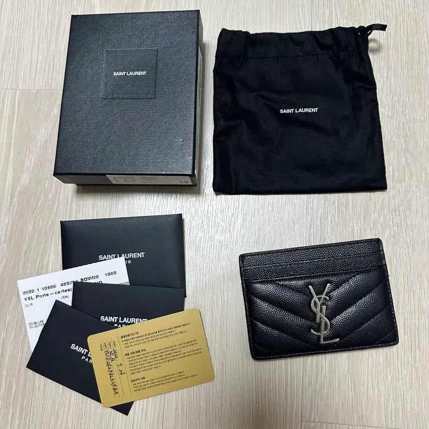 [BUNJANG] Saint Laurent Matelasse Card Wallet Black / 생로랑 마틀라세 카드지갑 블랙 정품(풀구성)