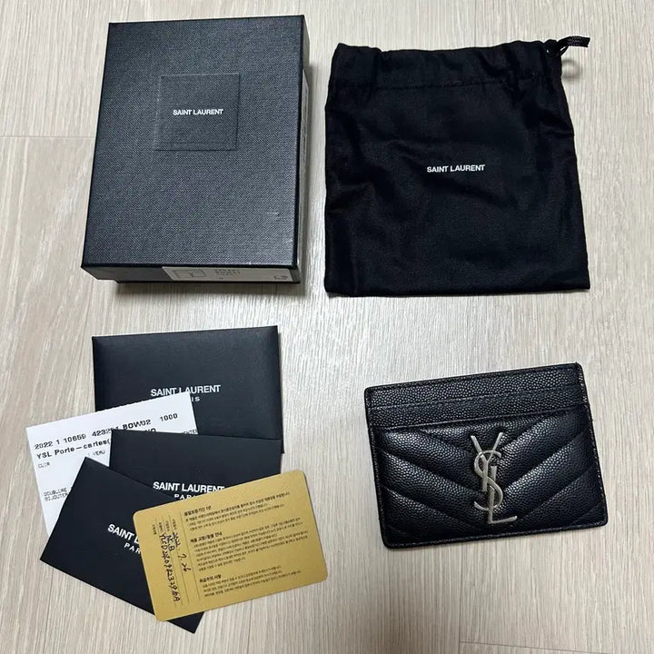 [BUNJANG] Saint Laurent Matelasse Card Wallet Black / 생로랑 마틀라세 카드지갑 블랙 정품(풀구성)