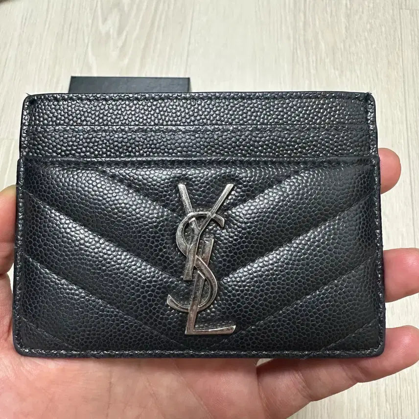 [BUNJANG] Saint Laurent Matelasse Card Wallet Black / 생로랑 마틀라세 카드지갑 블랙 정품(풀구성)