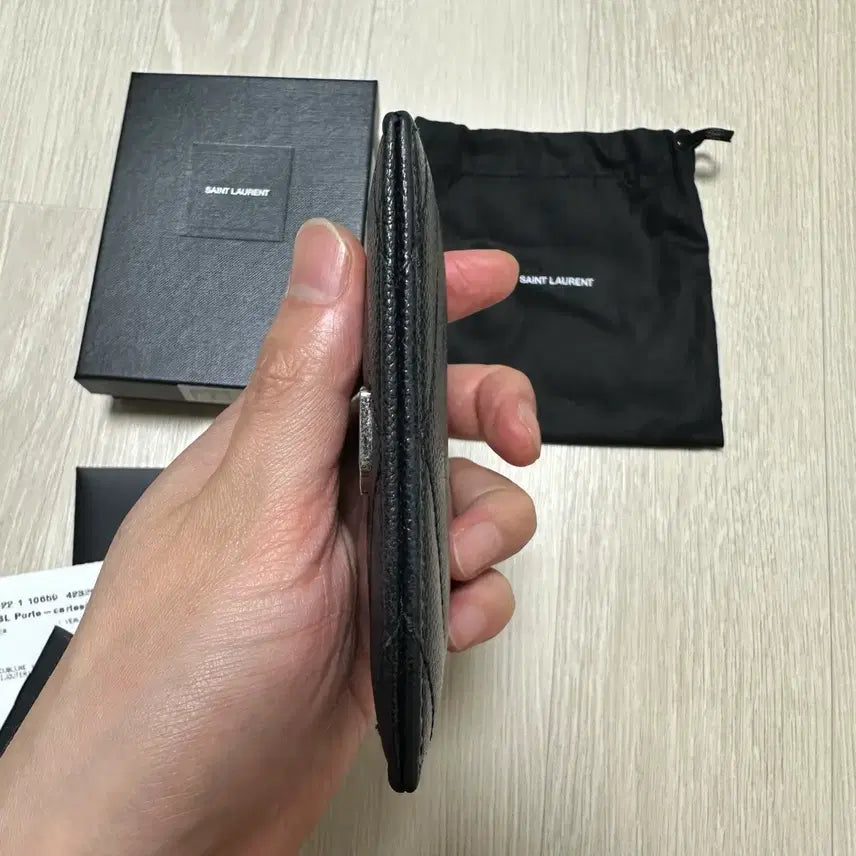 [BUNJANG] Saint Laurent Matelasse Card Wallet Black / 생로랑 마틀라세 카드지갑 블랙 정품(풀구성)