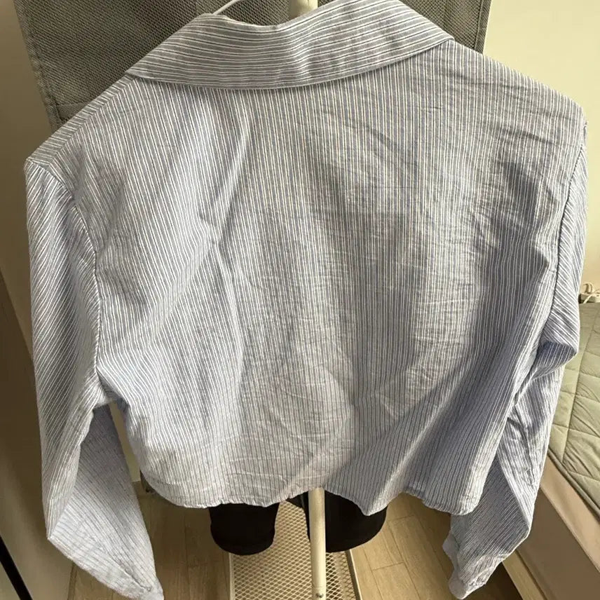[BUNJANG] Stripe Pocket Crop Shirt / 스트라이프 포켓 크롭 셔츠 남방