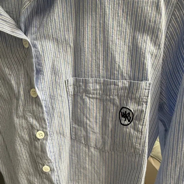[BUNJANG] Stripe Pocket Crop Shirt / 스트라이프 포켓 크롭 셔츠 남방