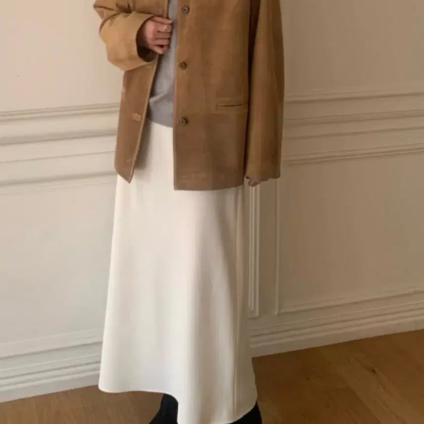 [BUNJANG] Flannel Bando Skirt Cream Color / 플라넬 밴딩 스커트 크림컬러 판매해요 :)