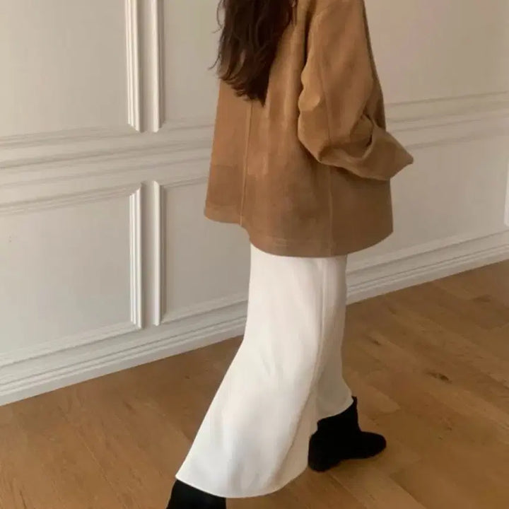 [BUNJANG] Flannel Bando Skirt Cream Color / 플라넬 밴딩 스커트 크림컬러 판매해요 :)
