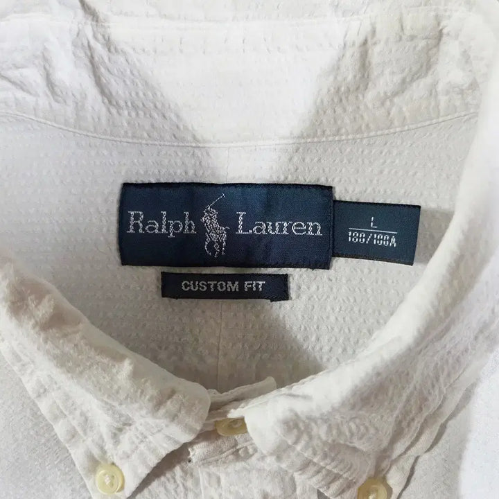 [BUNJANG] Polo Ralph Lauren Seersucker Short Sleeve Shirt / 폴로 랄프로렌 화이트 시어서커 반팔 셔츠