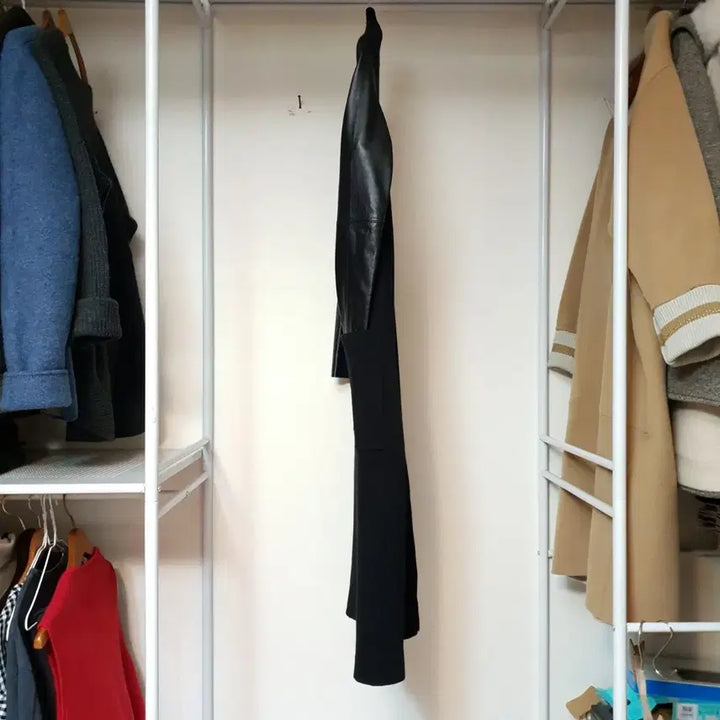 [BUNJANG] MAJE Lambskin Sleeve Open Front Long Coat / MAJE 마쥬 램스킨소매 오픈프론트 슬림 스트레이트핏 롱 코트