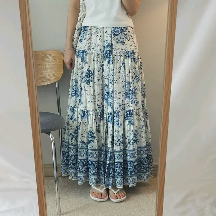 [SOLD OUT] (M-L)자라 여성 롱 맥시 스커트 플라워 패턴 W3090