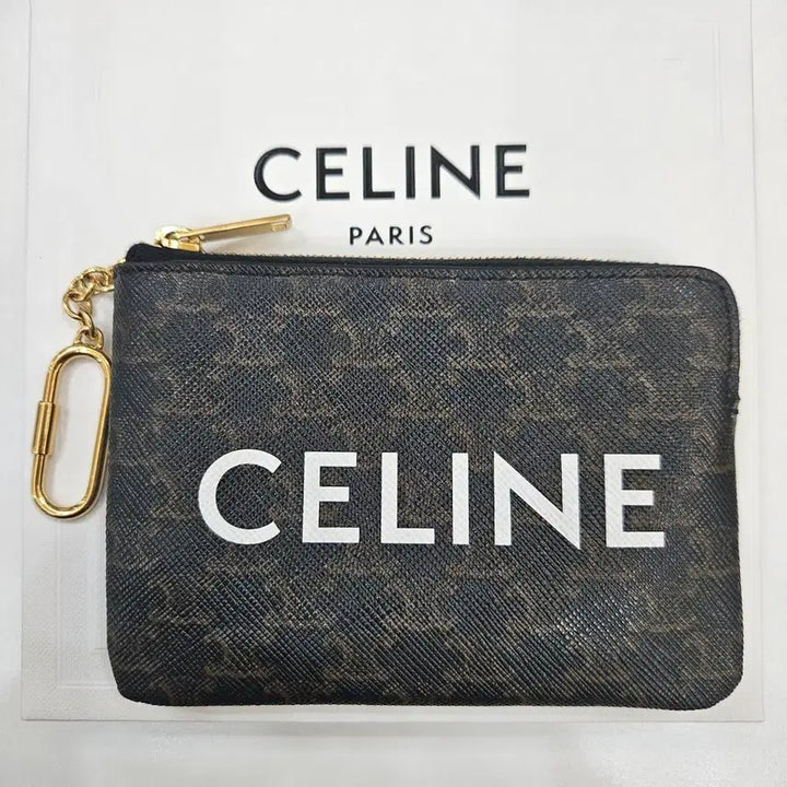 [BUNJANG] Celine Triomphe Canvas Coin Card Pouch Black / (S+/100%정품)셀린느 트리옹프 캔버스 코인 카드 파우치 블랙
