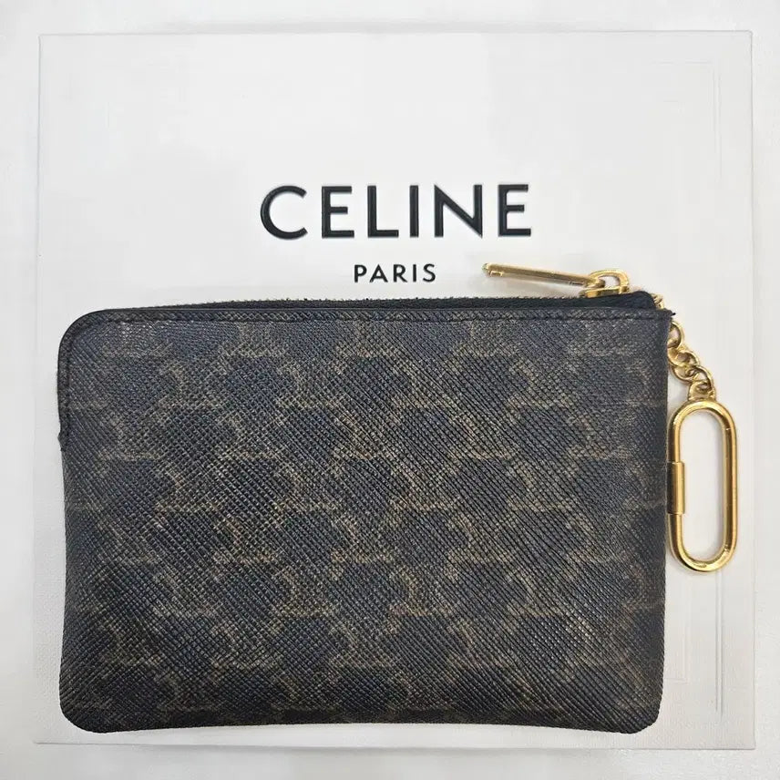 [BUNJANG] Celine Triomphe Canvas Coin Card Pouch Black / (S+/100%정품)셀린느 트리옹프 캔버스 코인 카드 파우치 블랙