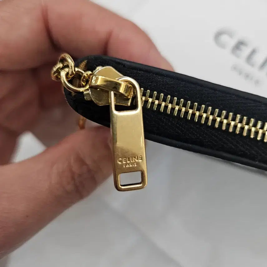 [BUNJANG] Celine Triomphe Canvas Coin Card Pouch Black / (S+/100%정품)셀린느 트리옹프 캔버스 코인 카드 파우치 블랙