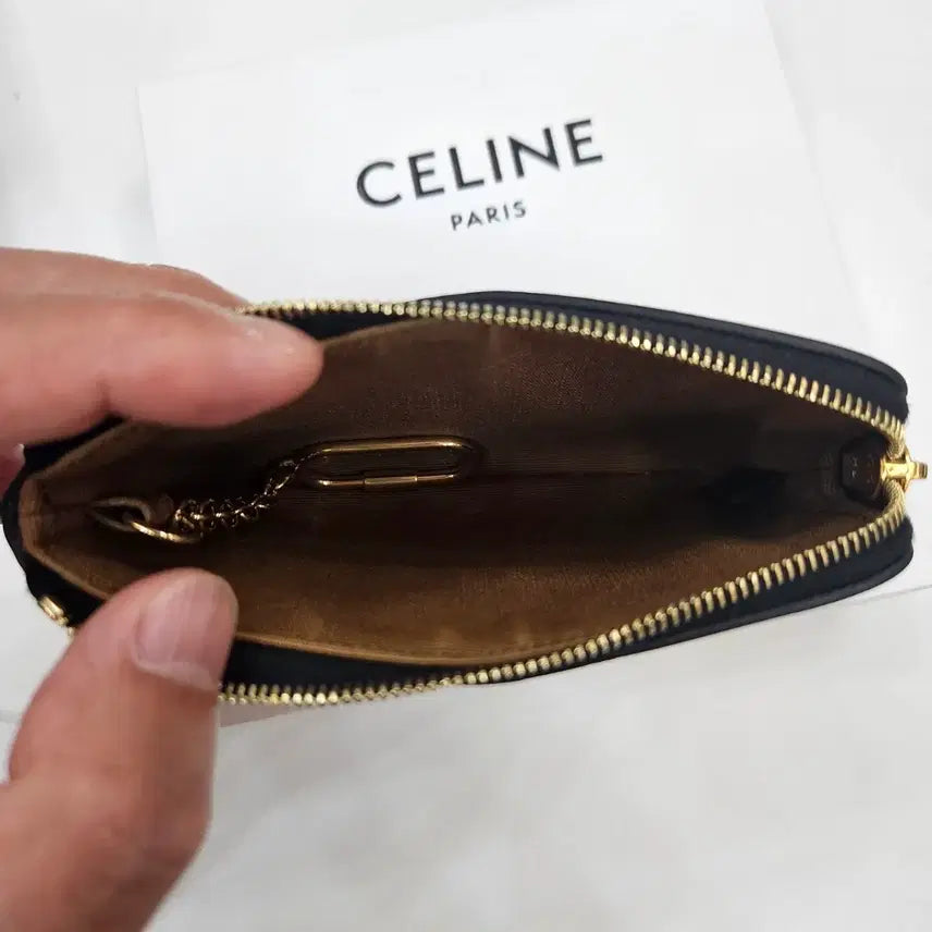 [BUNJANG] Celine Triomphe Canvas Coin Card Pouch Black / (S+/100%정품)셀린느 트리옹프 캔버스 코인 카드 파우치 블랙