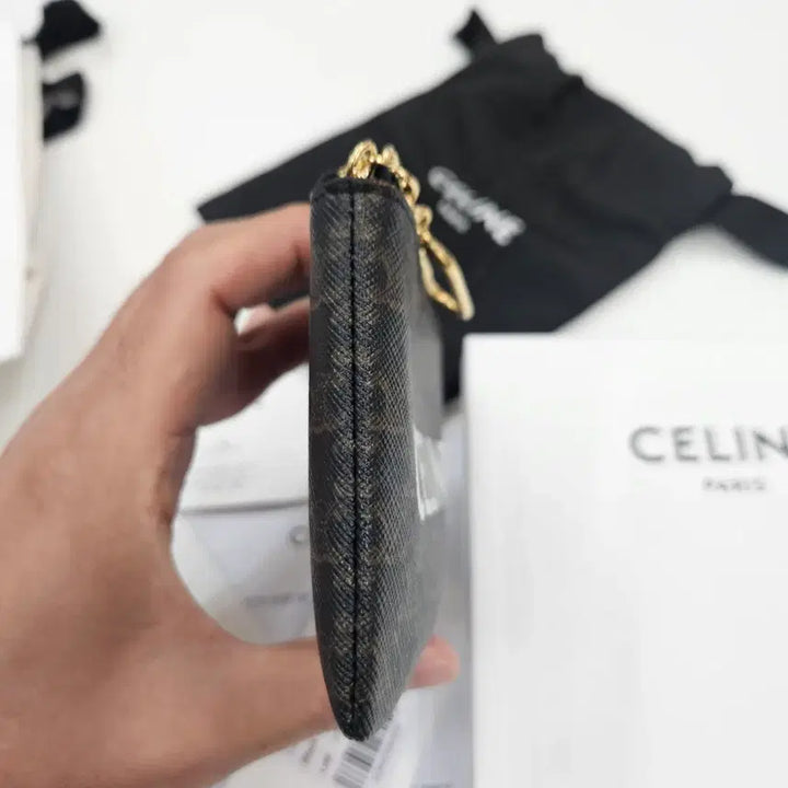 [BUNJANG] Celine Triomphe Canvas Coin Card Pouch Black / (S+/100%정품)셀린느 트리옹프 캔버스 코인 카드 파우치 블랙