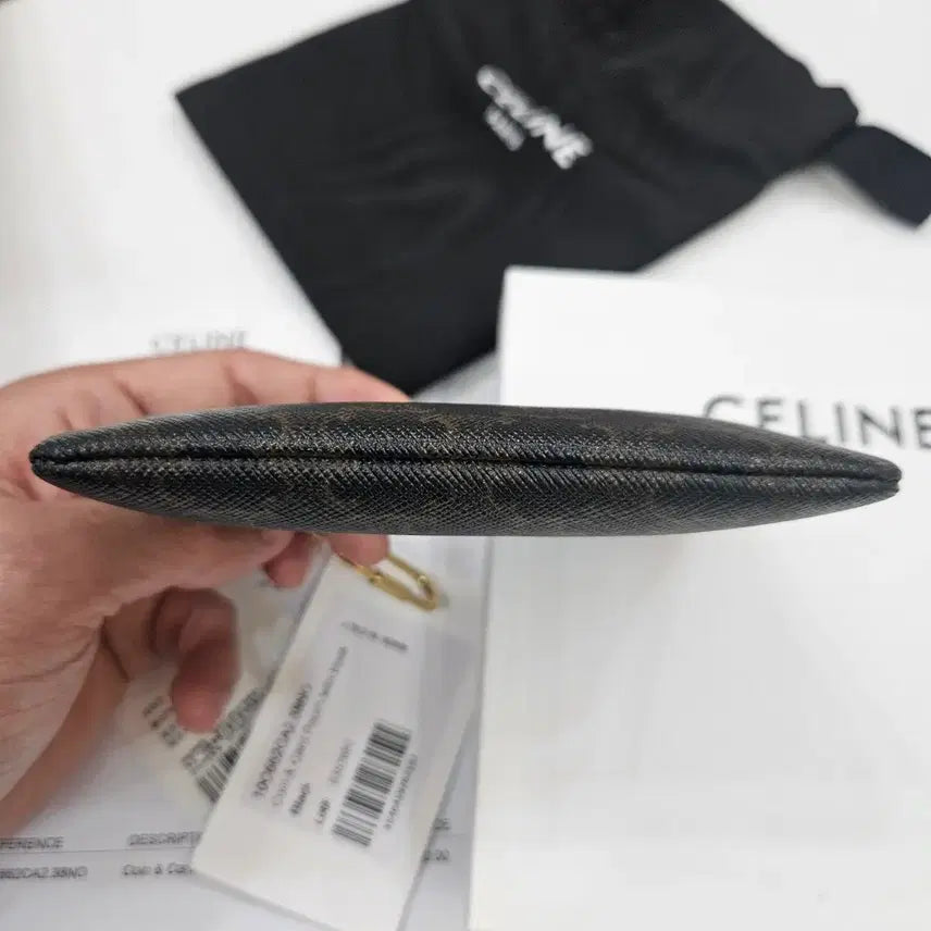 [BUNJANG] Celine Triomphe Canvas Coin Card Pouch Black / (S+/100%정품)셀린느 트리옹프 캔버스 코인 카드 파우치 블랙