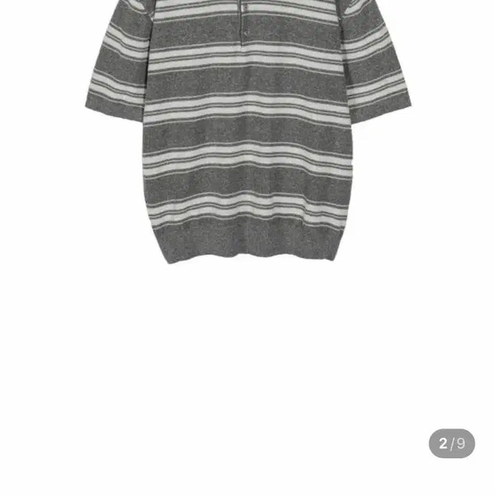 [BUNJANG] THE IZZAT COLLECTION Stripe Half Knit Polo Deep Grey / 인더로우 스트라이프 하프 니트 폴로 딥그레이